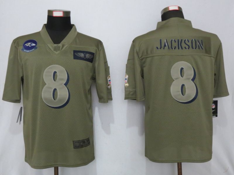 Men Baltimore Ravens #8 Jackson Nike Camo 2019 Salute to Service Limited NFL Jerseys